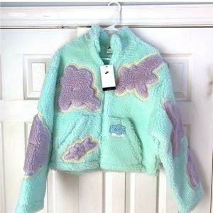 Nike Project Uphoria Abstract Print Sherpa Fleece Jacket in Mint/Lilac